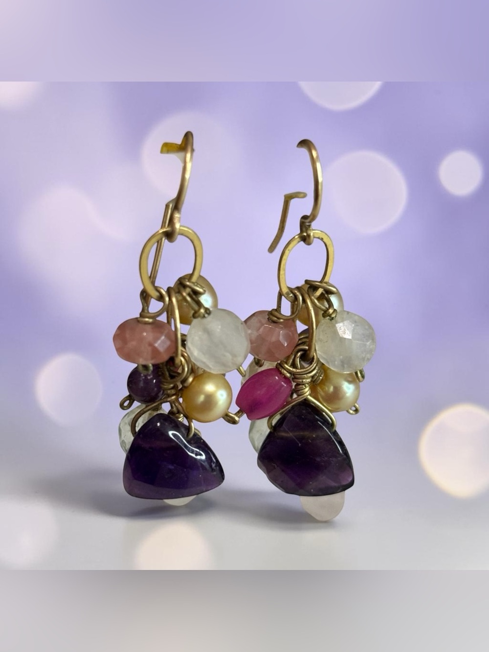 Gemstone Dangle Drop Earrings Waterfall Clusters Natural & Man Made Stones Beads